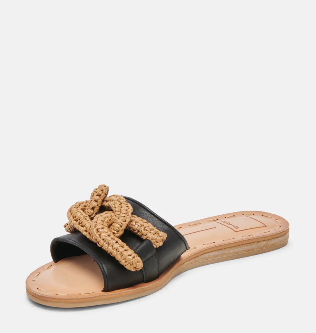 Dolce Vita Black Raffia Chain Sandal