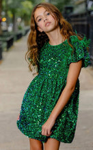 Load image into Gallery viewer, Emerald Shimmer Party Dress
