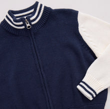 Load image into Gallery viewer, Blue Rooster Navy Blue Zip Varsity Sweater
