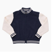 Load image into Gallery viewer, Blue Rooster Navy Blue Zip Varsity Sweater
