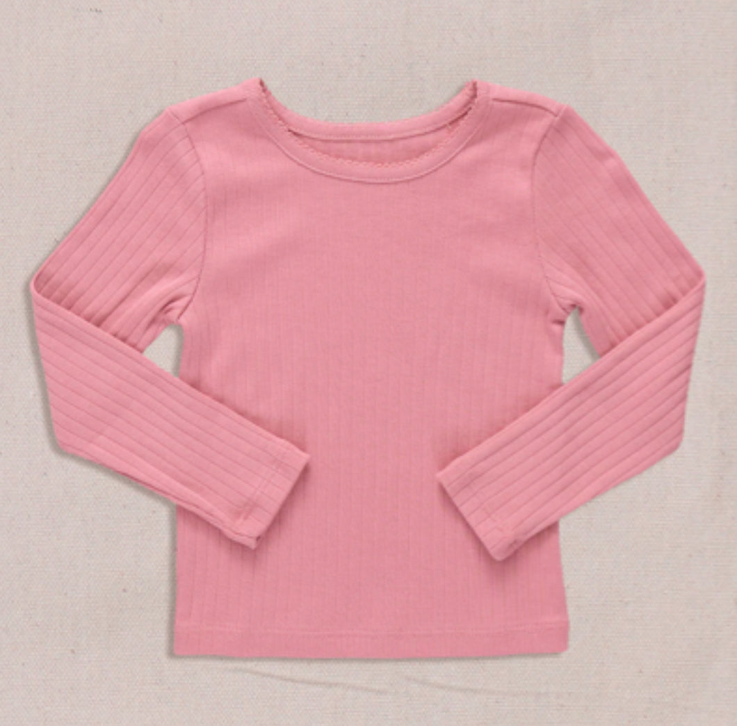 Pink Chicken Ribbed Long Sleeve T-Shirts