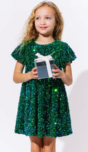 Load image into Gallery viewer, Emerald Shimmer Party Dress
