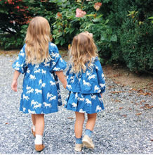 Load image into Gallery viewer, Pink Chicken Blue Horse Skirt
